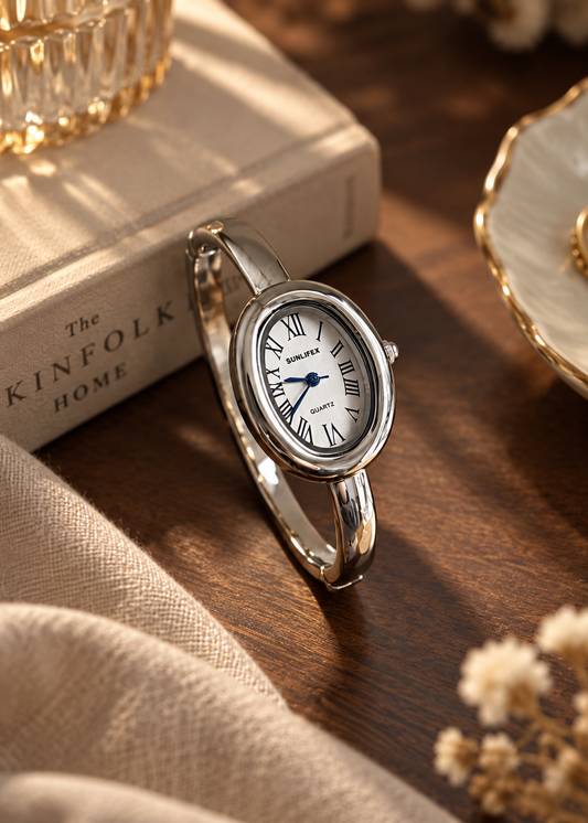 Pit a Pat 80s Sliver-Tone Oval Watch