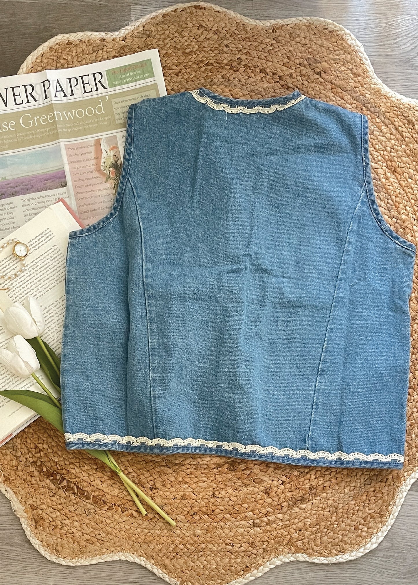 Pit a Pat Women’s Cottage Embroidered Denim Vest