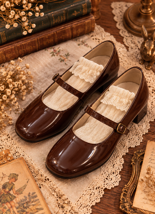 Pit a Pat Vintage Glossy Faux Leather Mary Jane Shoes