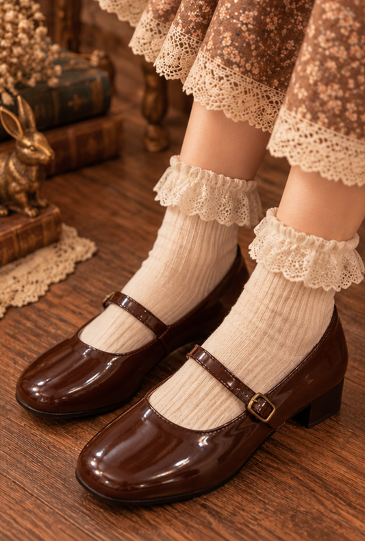 Pit a Pat Vintage Glossy Faux Leather Mary Jane Shoes