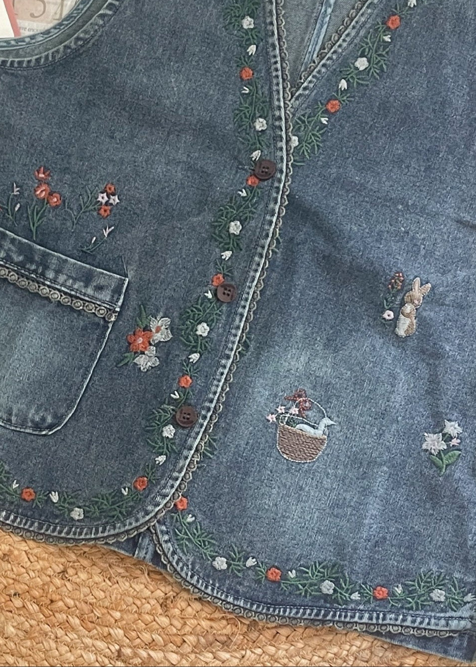 Pit a Pat Embroidered Light Washed Denim Jacket