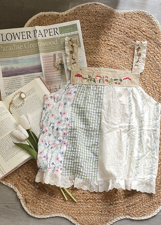 Pit a Pat Women’s Patchwork Tank Top with Floral Embroidery