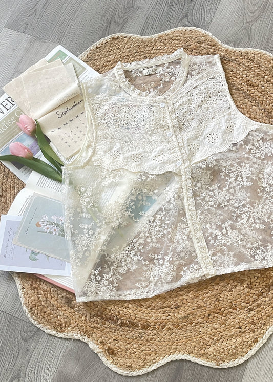 Pit a Pat Women’s Embroidered Organza Lace Tank Top