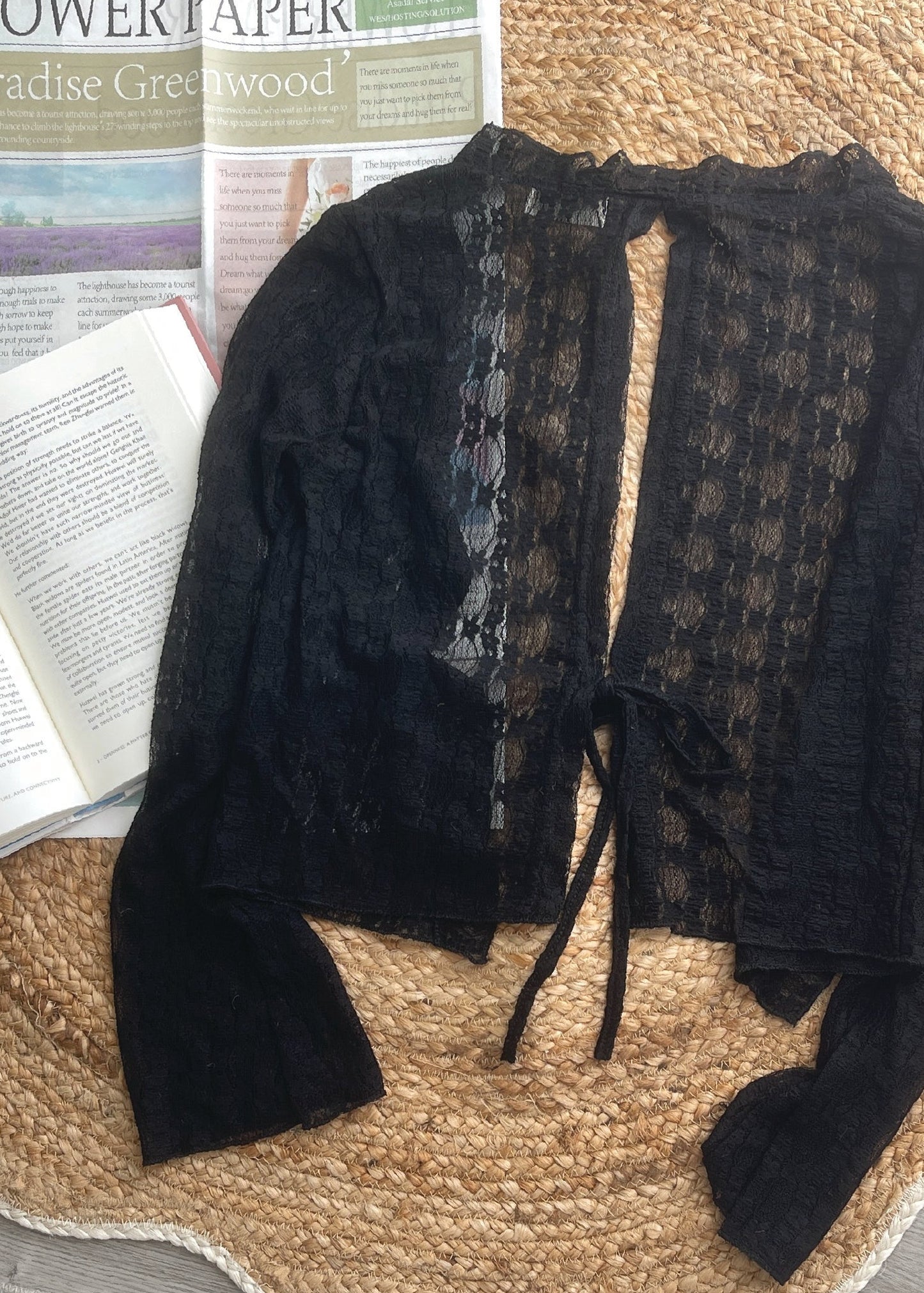 Pit a Pat Women’s Tie Open Back Black Knit Cardigan