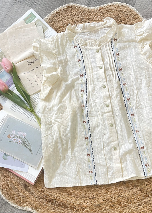 Pit a Pat Women’s Floral Embroidered Linen Tank Top