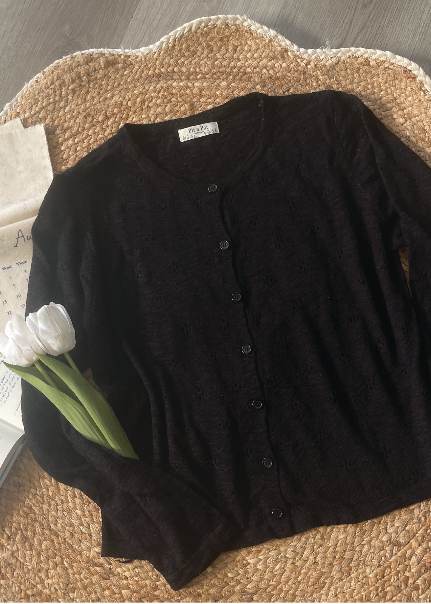 Pit a Pat Women's Black Lightweight Knit Cardigan