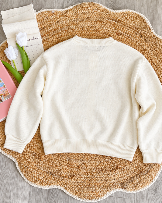 Pit a Pat Cream Floral Embroidered Knit Cardigan | Cottagecore Button-Down Sweater