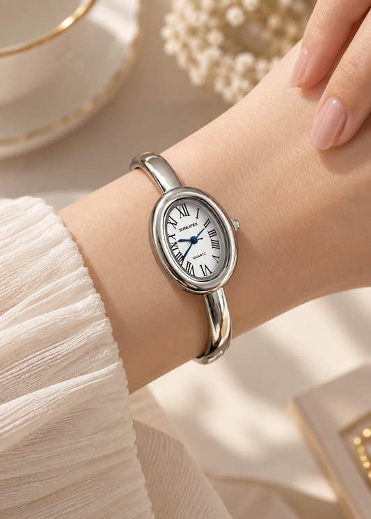 Pit a Pat 80s Sliver-Tone Oval Watch