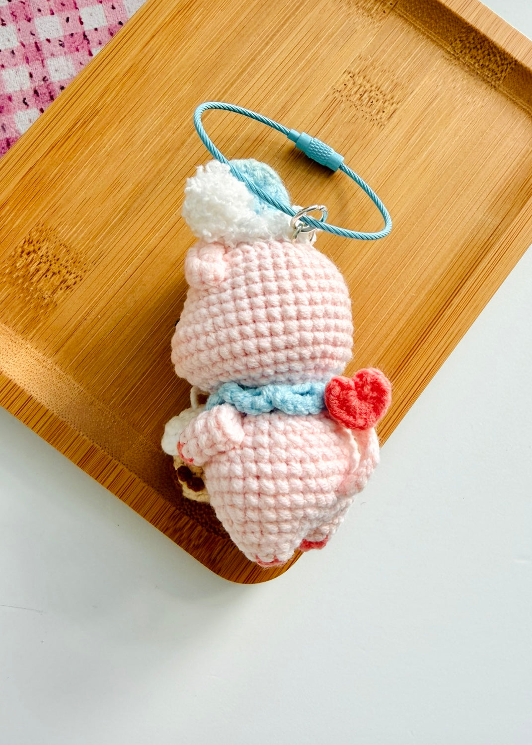 Handmade Crochet Boba Piggy Keychain – Cute Mini Plush Key Ring Gift