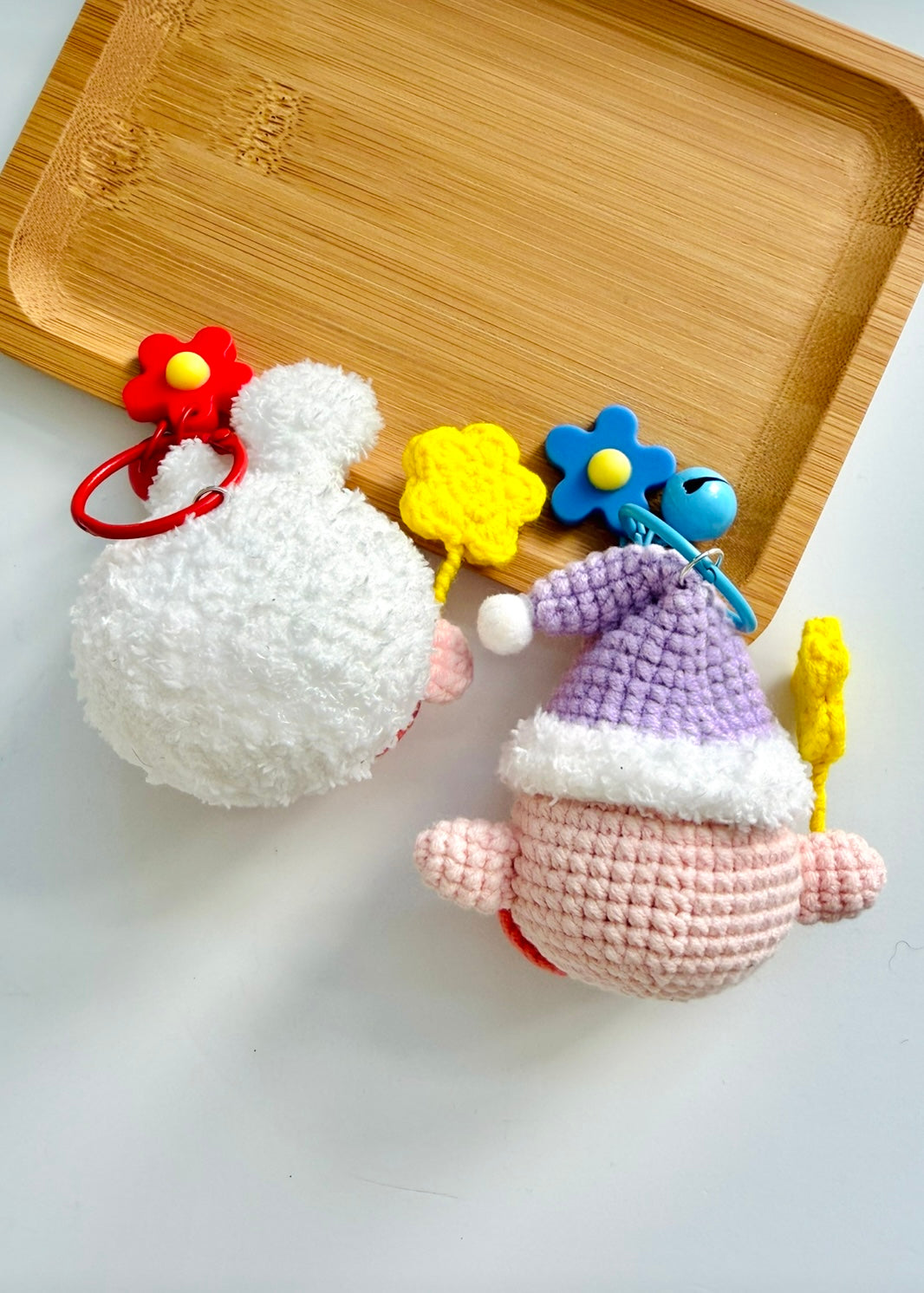 Handmade Crochet Kirby Keychain – Cute Anime Plush Key Ring Gift