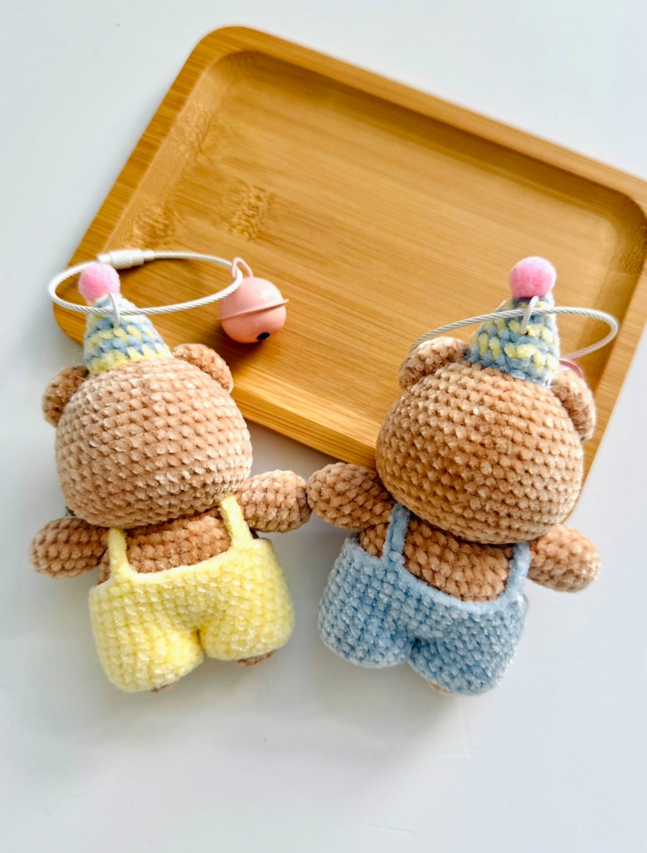 Handmade Crochet Pastel Bear Keychain β Cute Plush Key Ring Gift