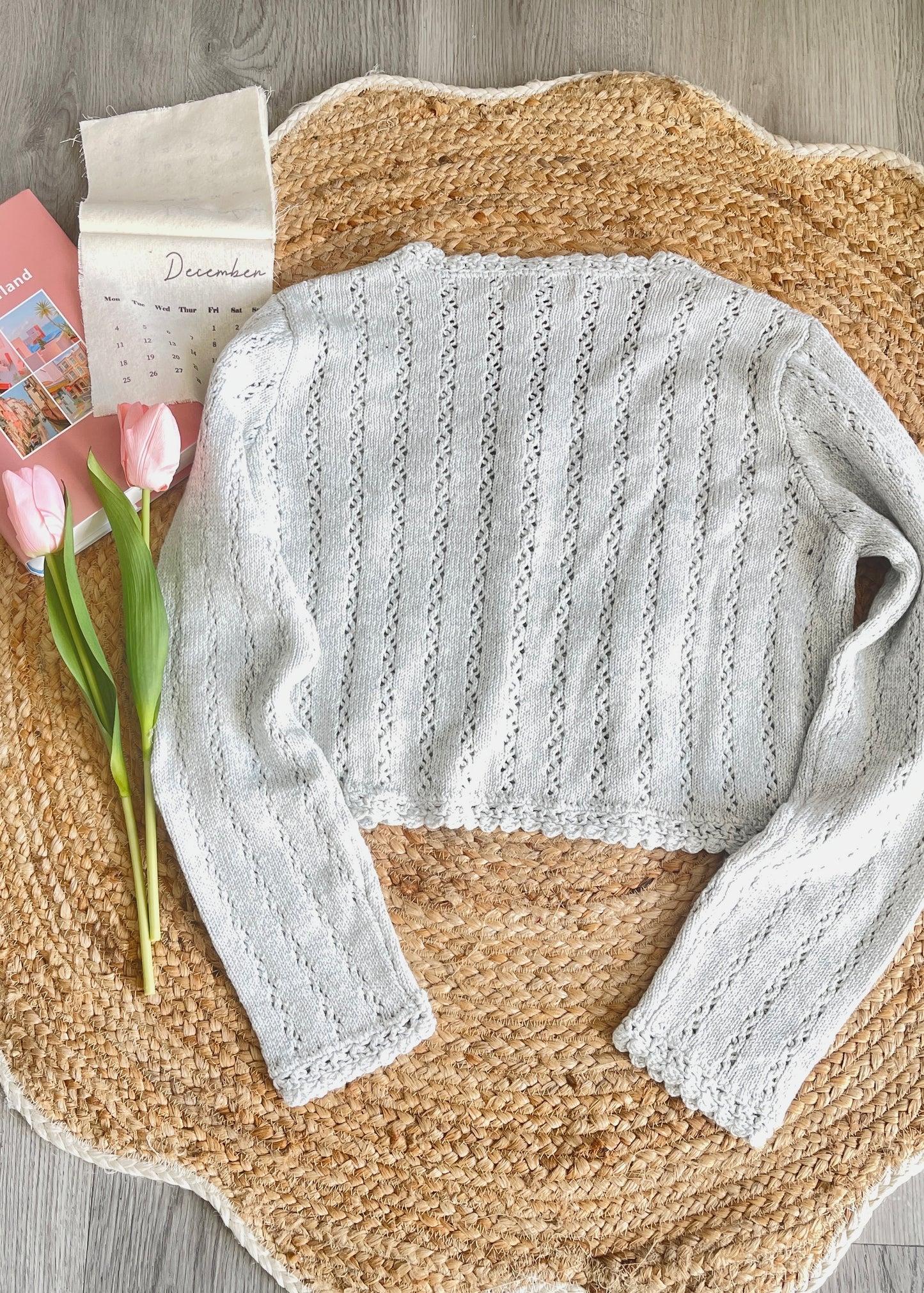 Grey Balletcore Knit Cardigan