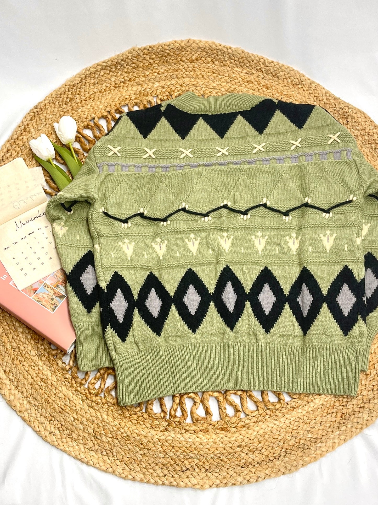 Green Old Days Pullover Sweater