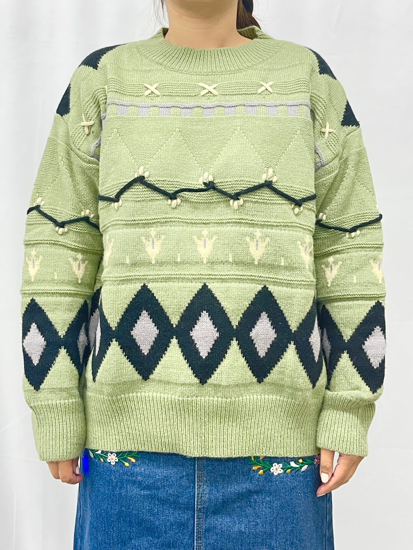 Green Old Days Pullover Sweater