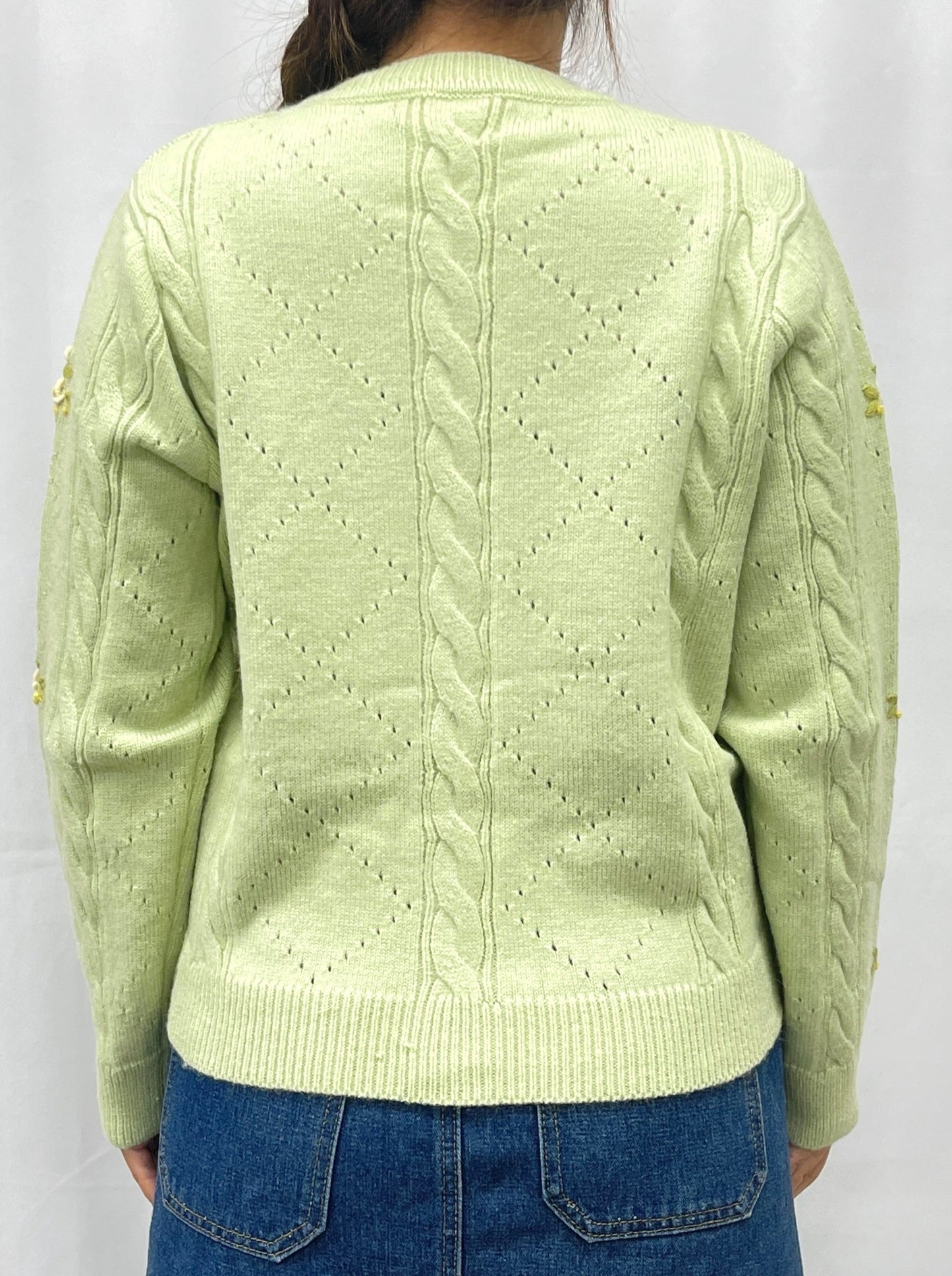 Crochet Rose Cable Knit Cardigan