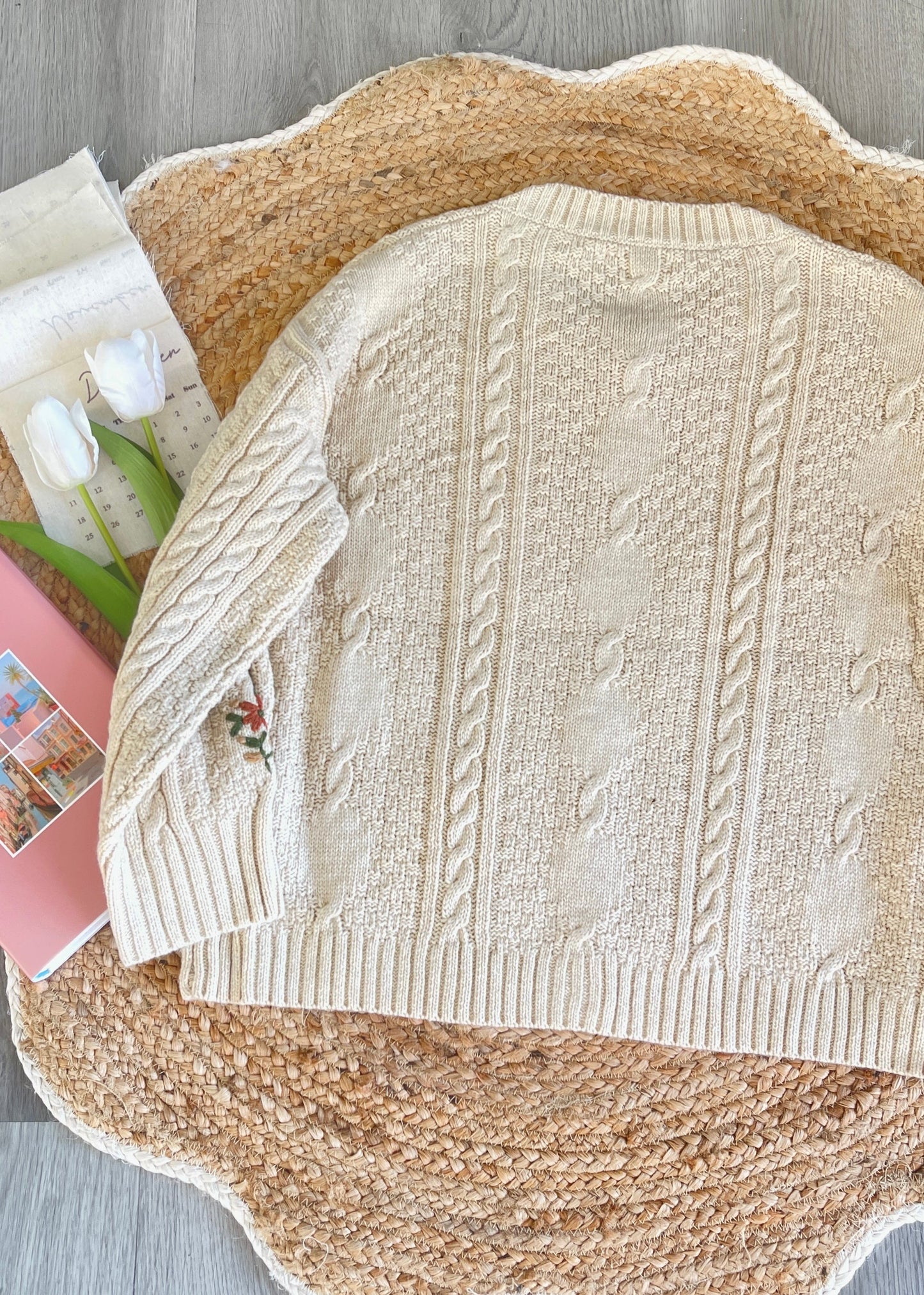 Fall Forest Crochet Flower Oversized Cardigan