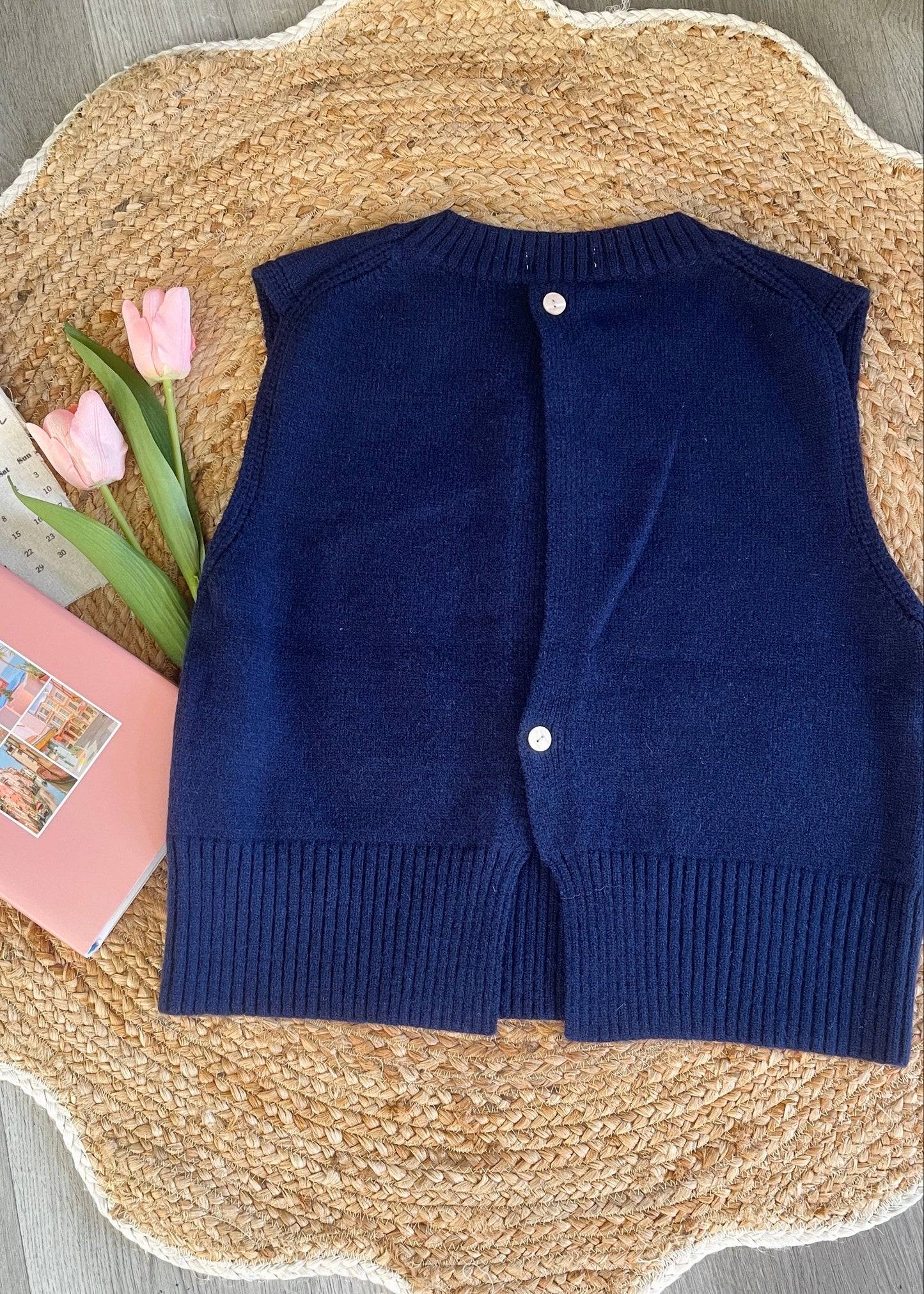 Navy Classic Open Back Knit Vest