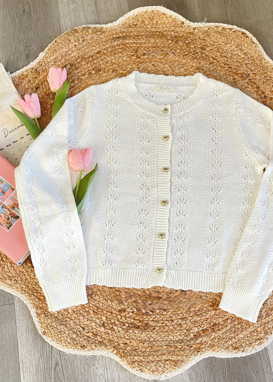 Romantic Golden Heart Knit Cardigan