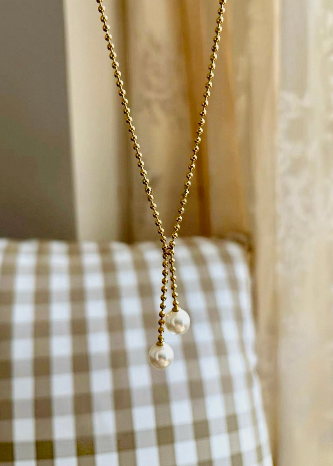 Mini Oval Pearl Necklace Set