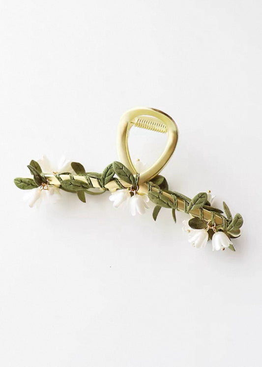 Faircore Hair Claw Clip with Ribbon and Pearl