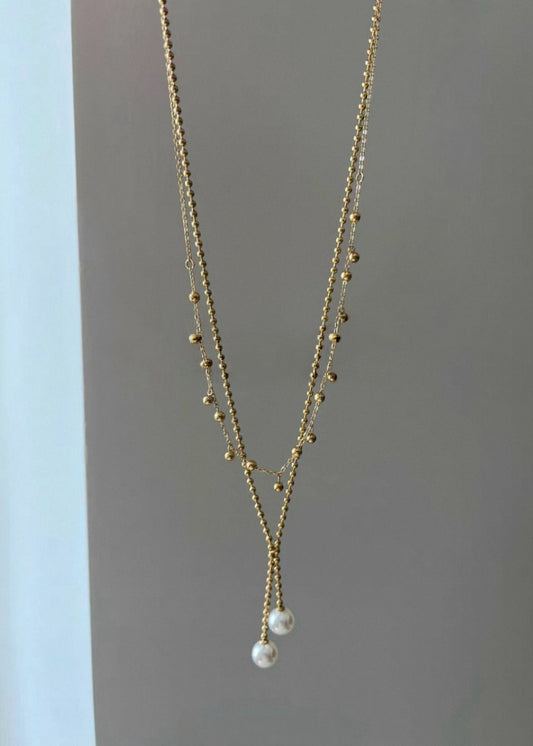 Mini Oval Pearl Necklace Set