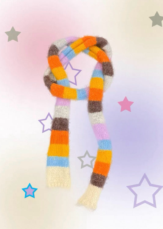 Color Striped Long Skinny Scarf – Cozy Knit Scarf