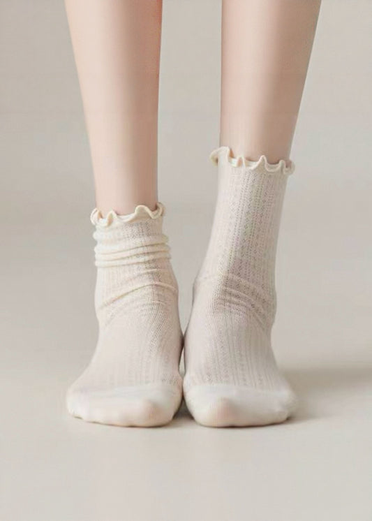Cottage Ruffle Rib Half Calf Socks