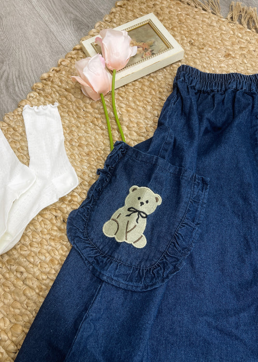 Sweet Bear Denim Maxi Skirt