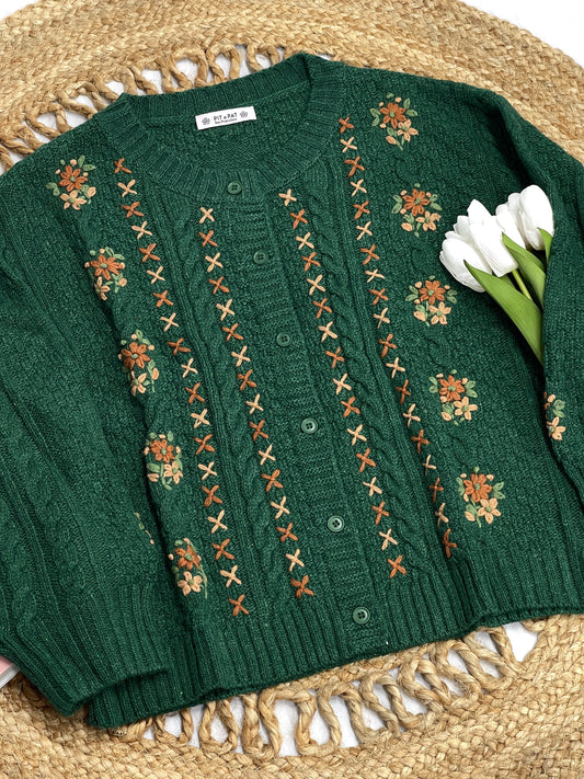 Pit a Pat Mystery Forest Crochet Floral Cardigan