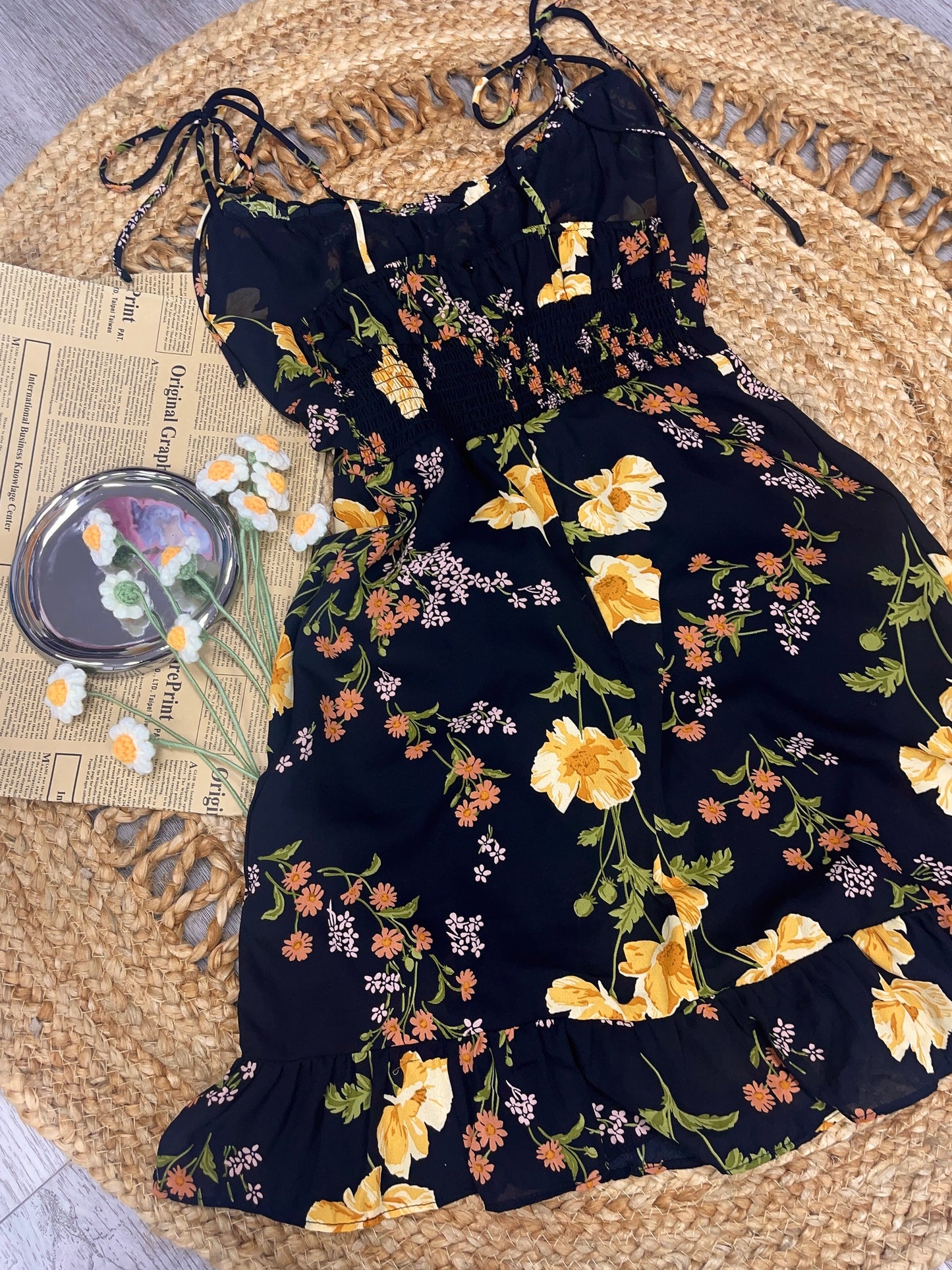 Black Floral Mini Dress