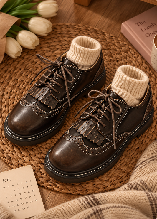 Pit a Pat Vintage Kiltie Brogue Lace-Up Oxford Shoes