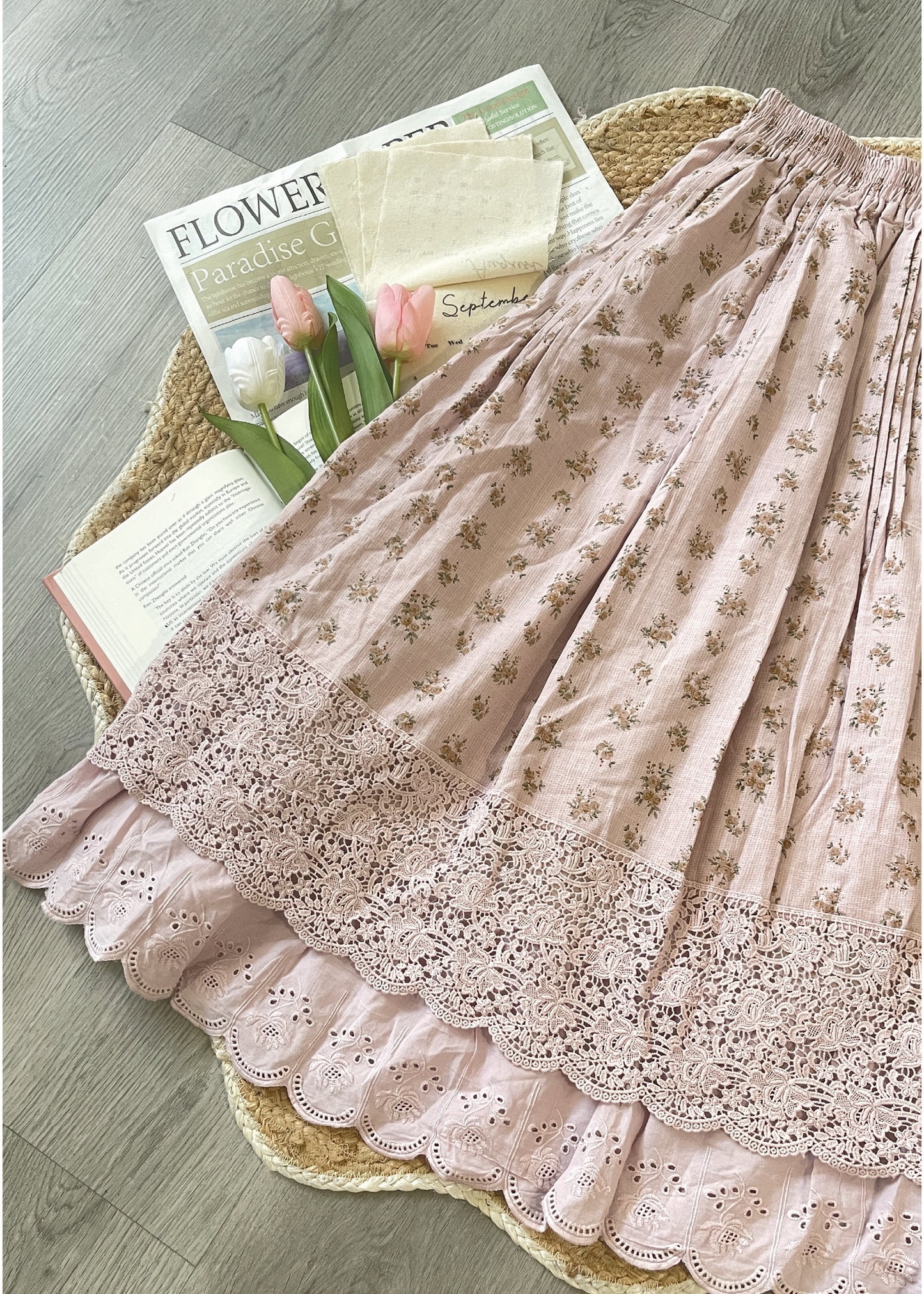 Pit a Pat Women’s Floral Lace Maxi Skirt