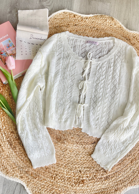 Three Tie-Front Crochet Cardigan