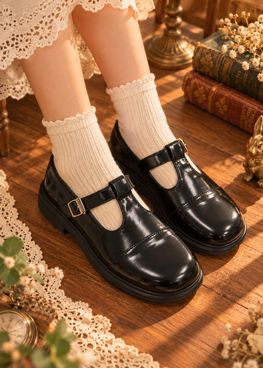 Pit a Pat Vintage T-Strap Mary Jane Shoes | Classic Square Toe Flats