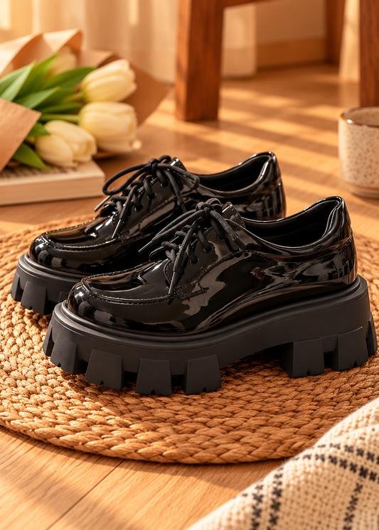 Pit a Pat Vintage Glossy Chunky Platform Oxford Shoes