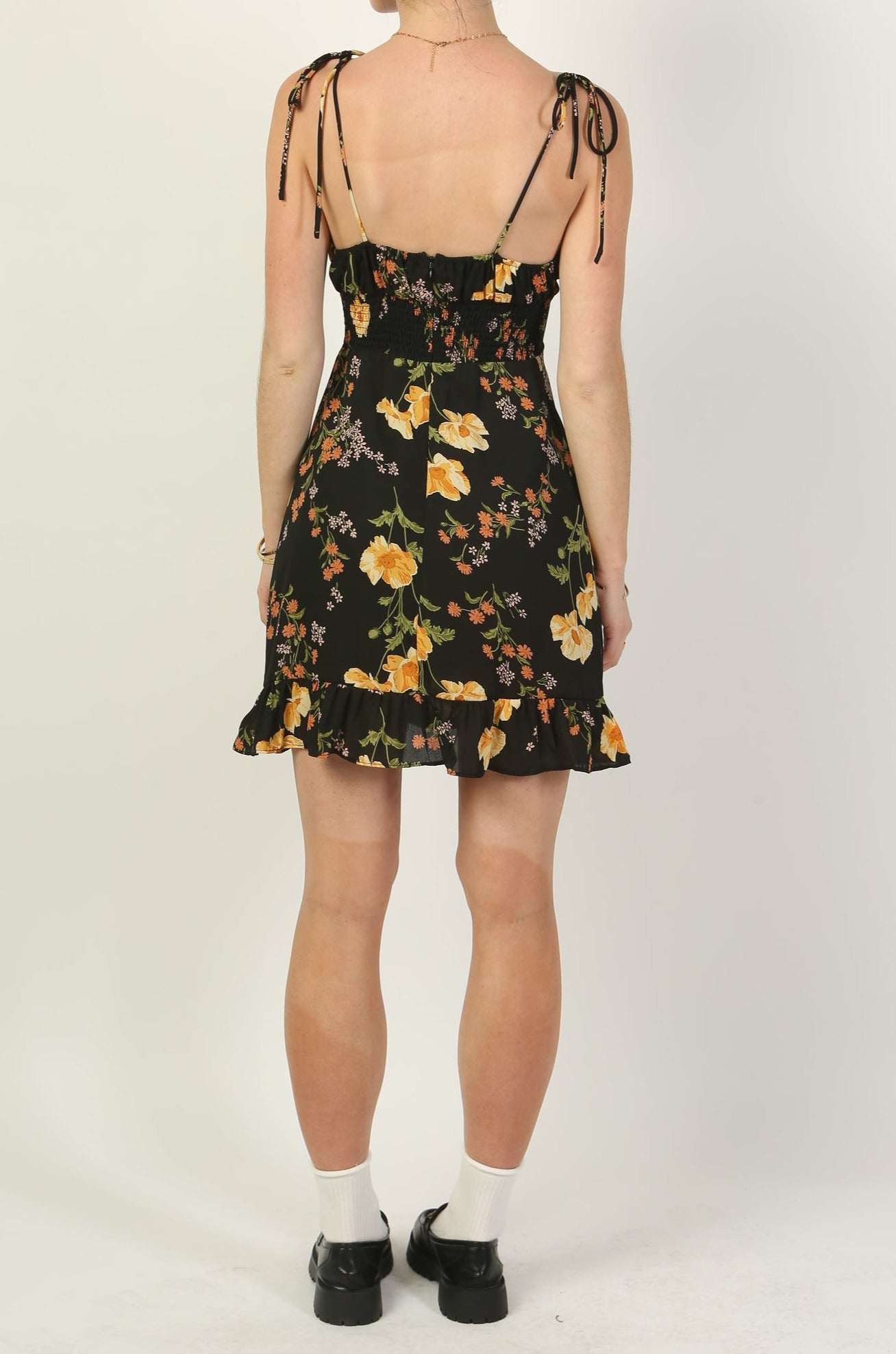 Black Floral Mini Dress