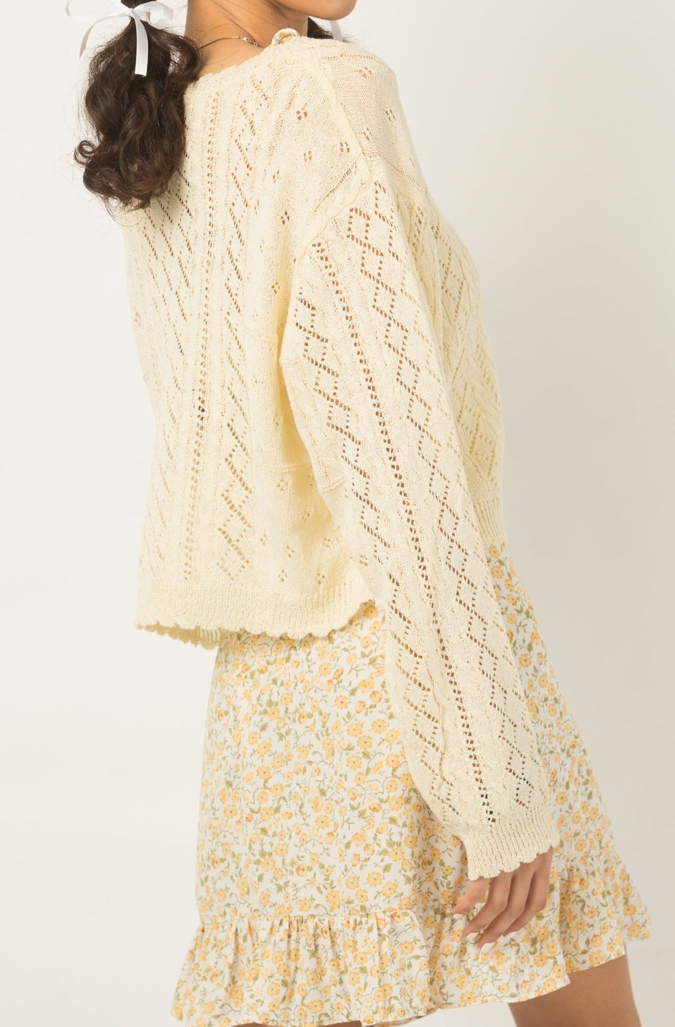 Pit a Pat Tie-Front Crochet Cardigan