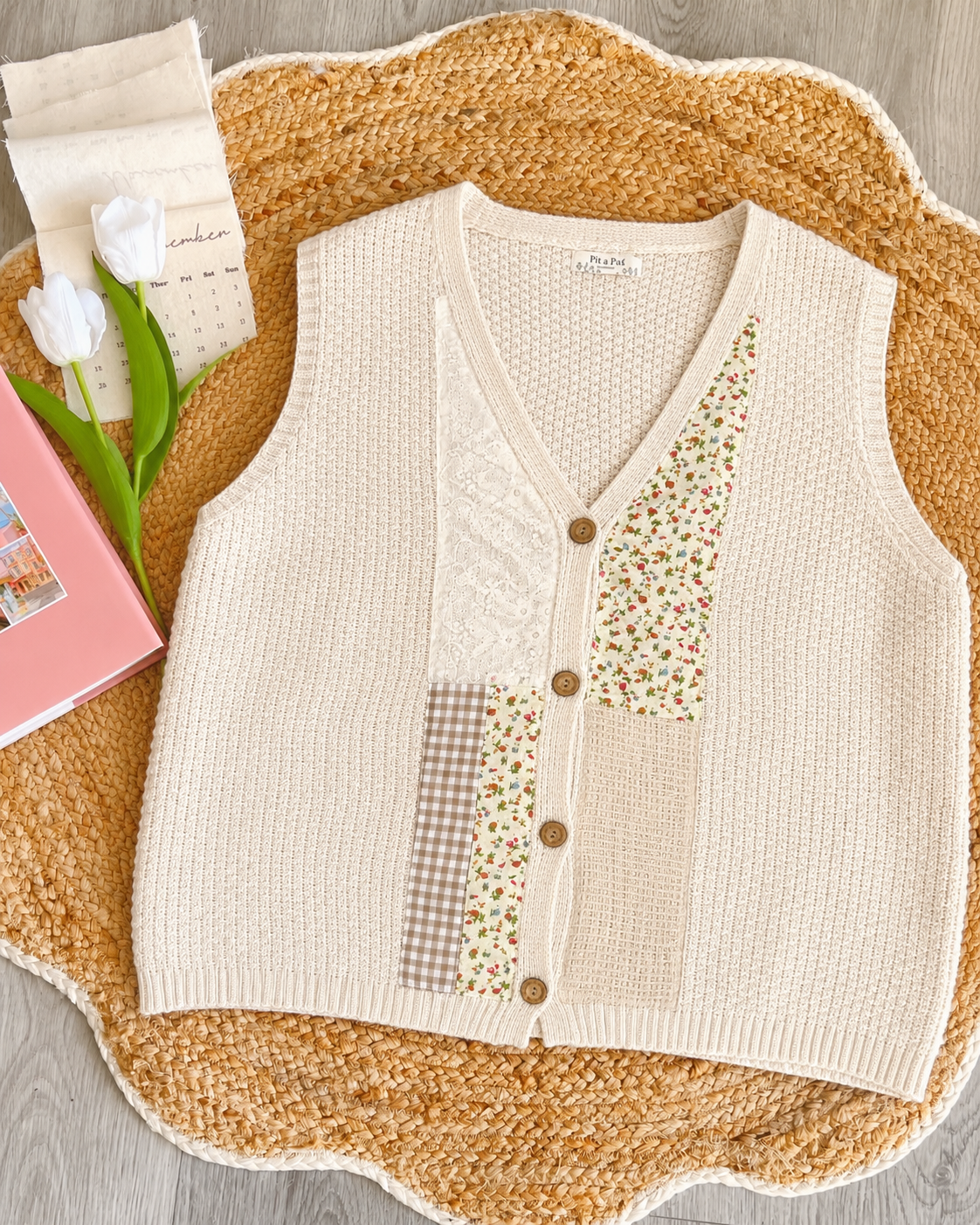 Pit a Pat Countryside Memories Patchwork Knit Vest – Vintage Cottagecore Sweater Vest