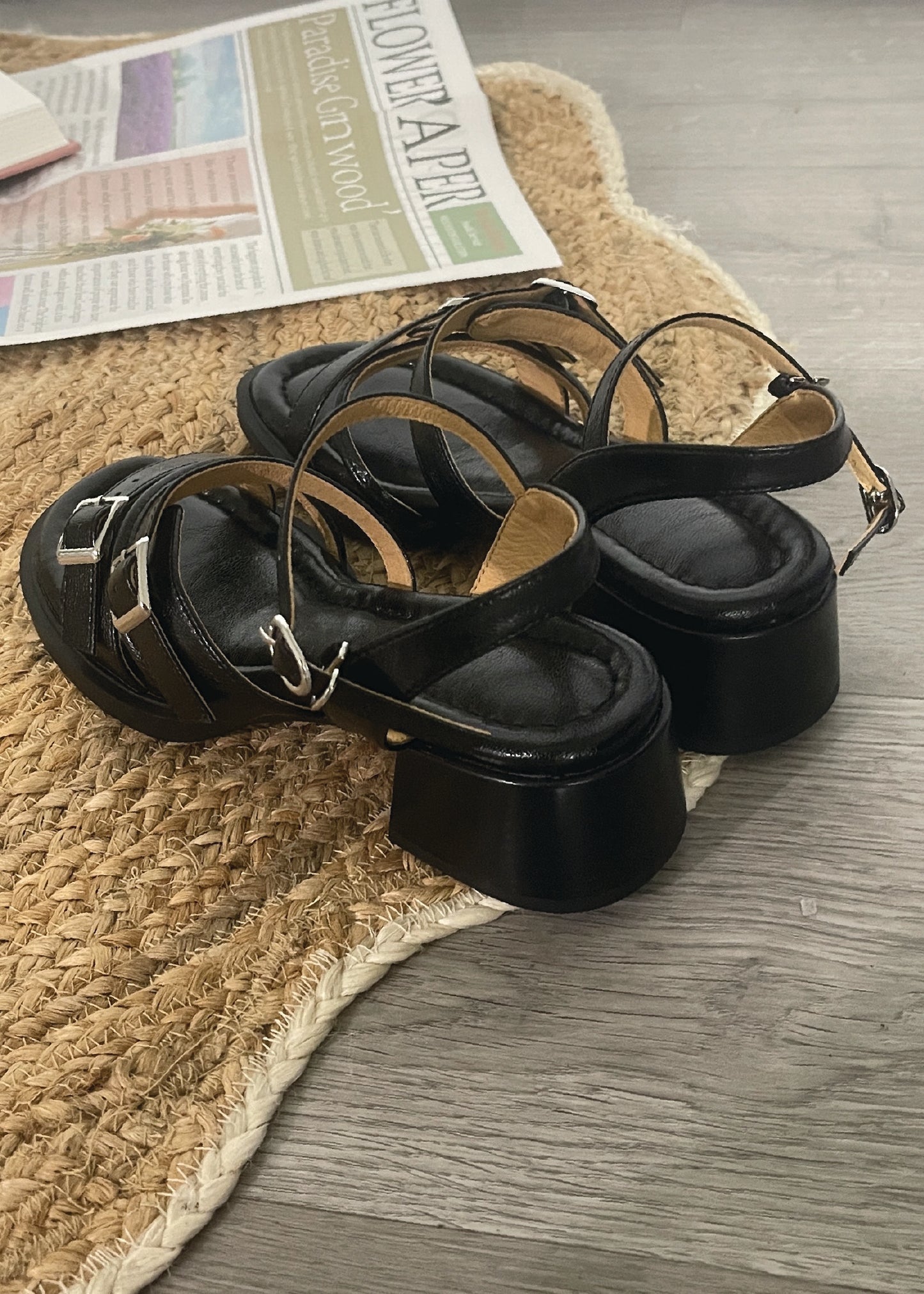 Pit a Pat Black Chunky Sandals (Pre-Order)