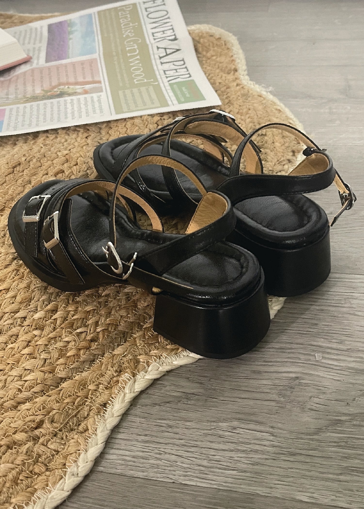 Pit a Pat Black Chunky Sandals (Pre-Order)