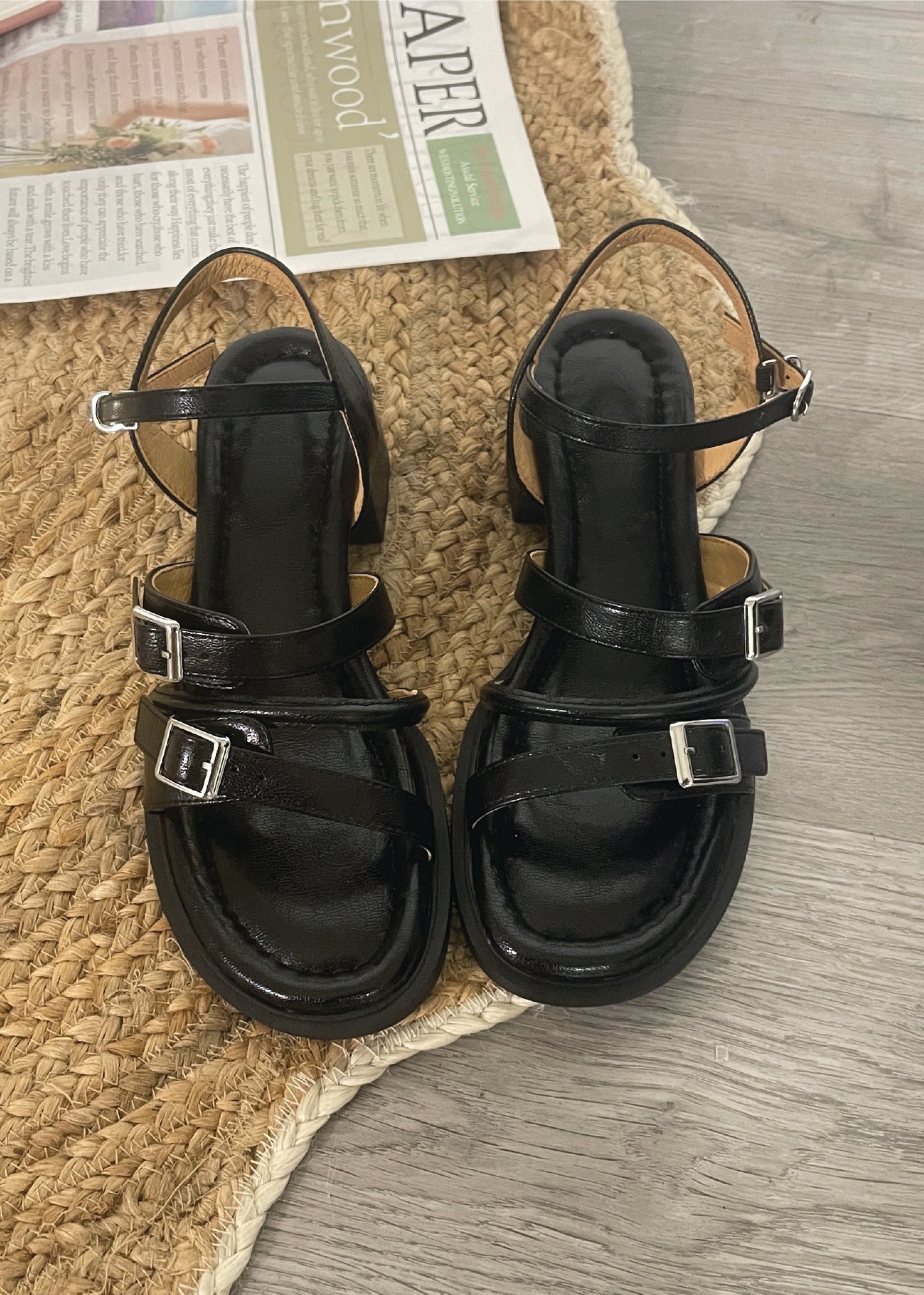 Pit a Pat Black Chunky Sandals (Pre-Order)