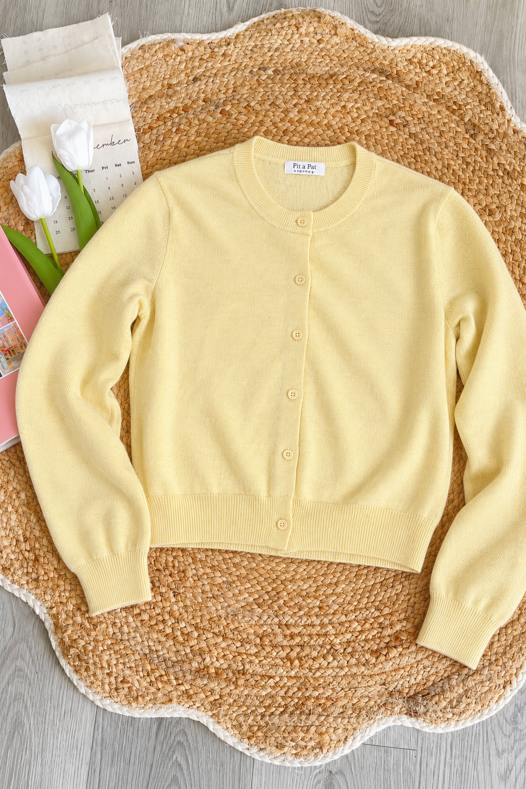 Pit a Pat Buttercream Yellow Knit Cardigan – Classic Button-Up Sweater