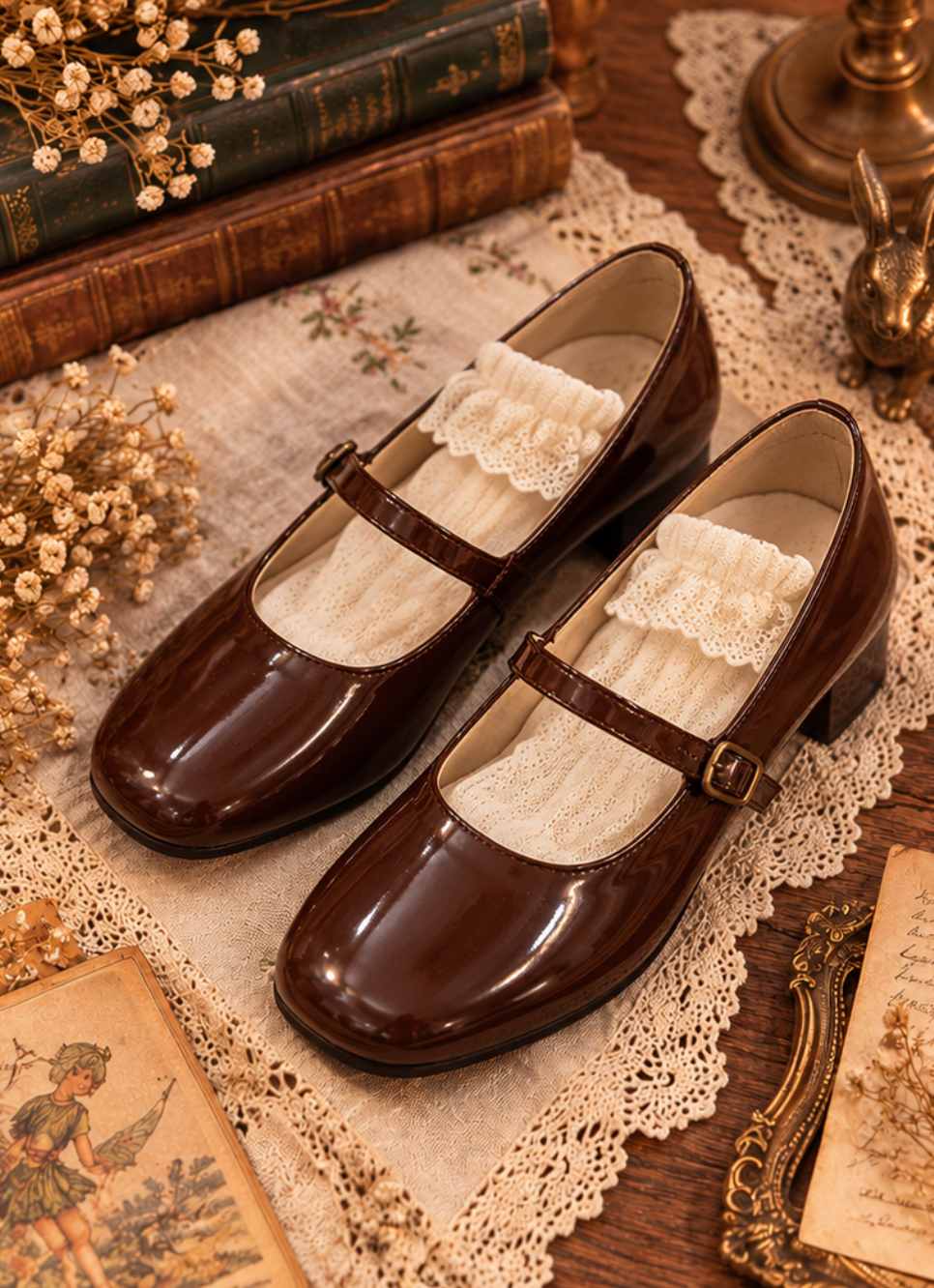Pit a Pat Vintage Glossy Faux Leather Mary Jane Shoes