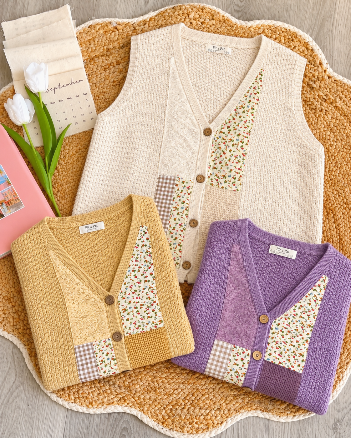 Pit a Pat Countryside Memories Patchwork Knit Vest – Vintage Cottagecore Sweater Vest