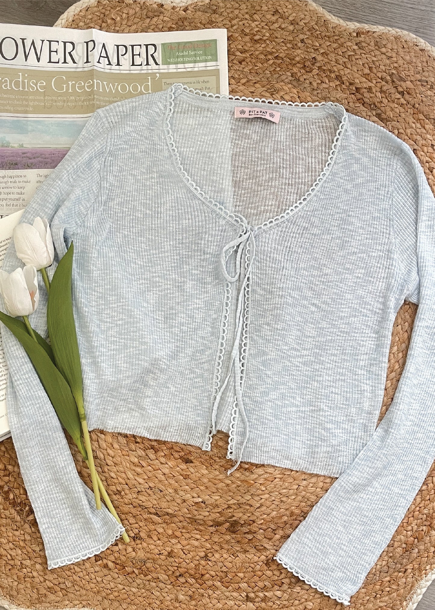 Pit a Pat Women's Baby Blue Lightweight Knit Cardigan