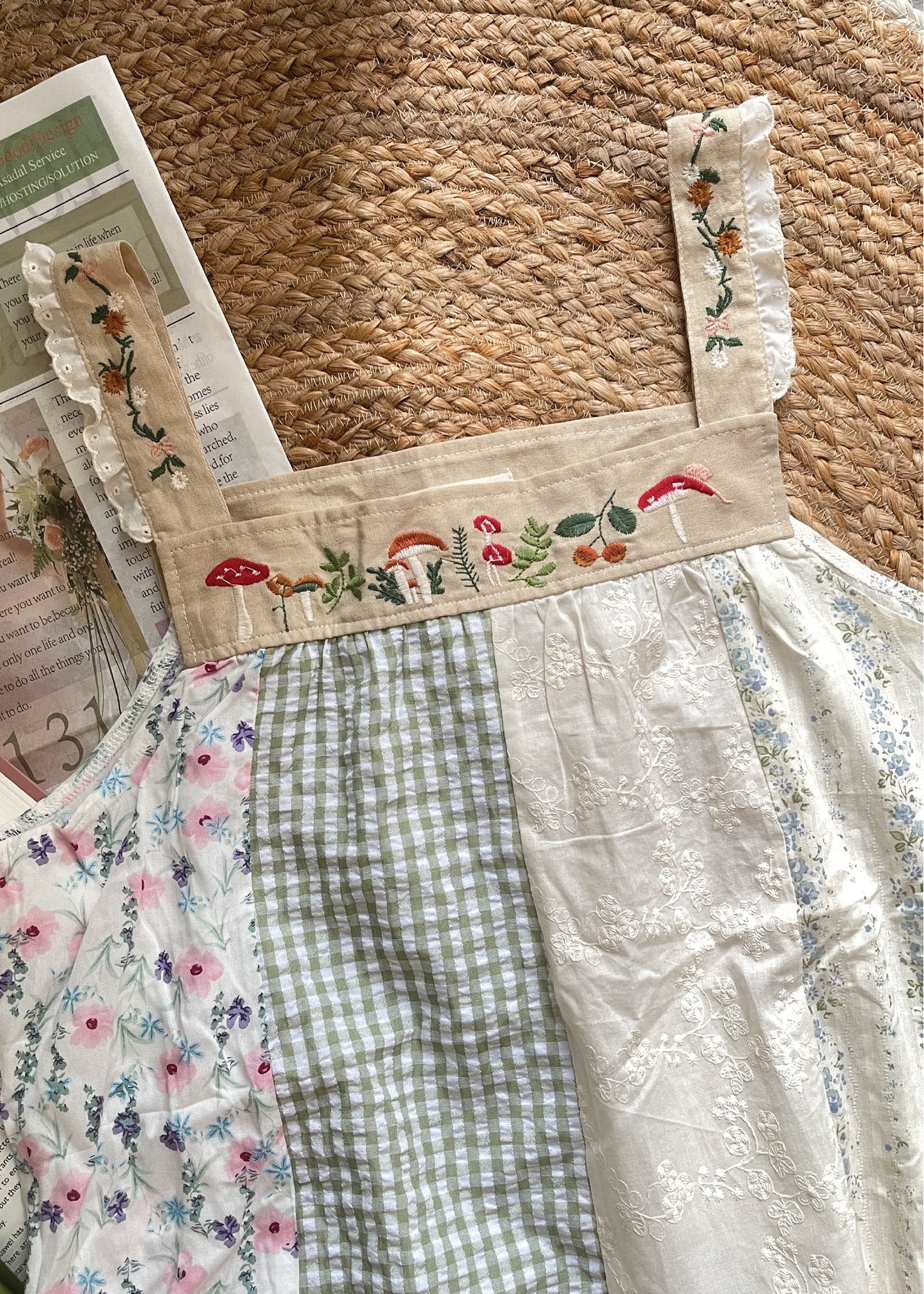 Pit a Pat Women’s Patchwork Tank Top with Floral Embroidery