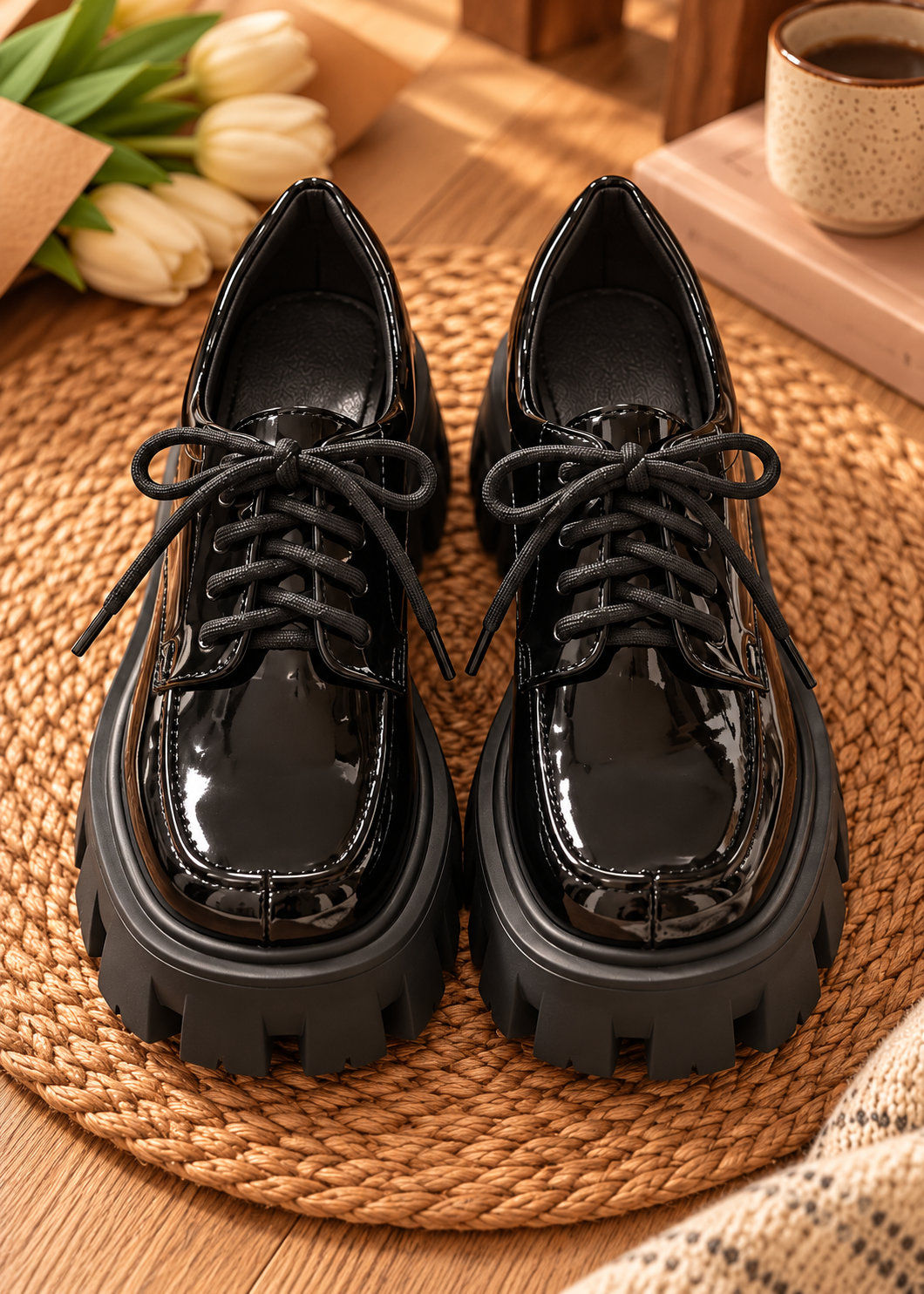 Pit a Pat Vintage Glossy Chunky Platform Oxford Shoes