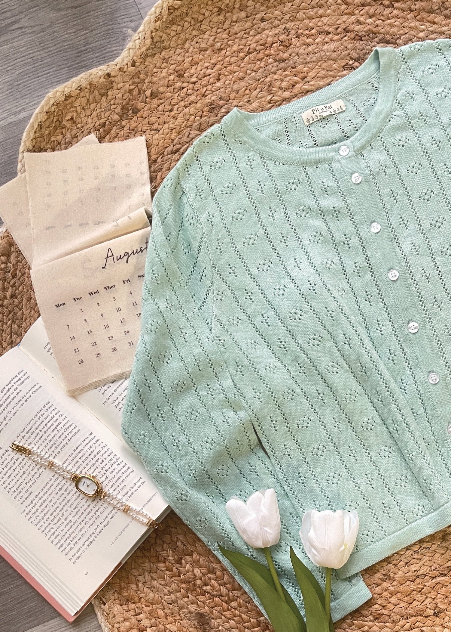 Pit a Pat Women's Mint Lightweight Knit Cardigan