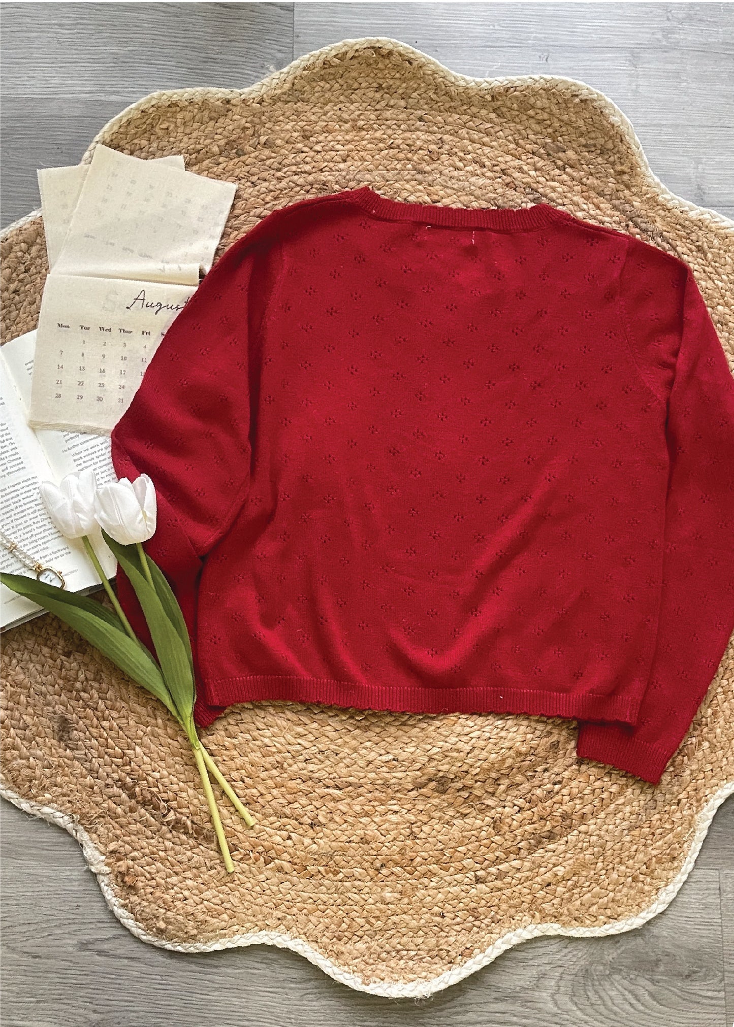 Pit a Pat Women's Red Lightweight Knit Cardigan