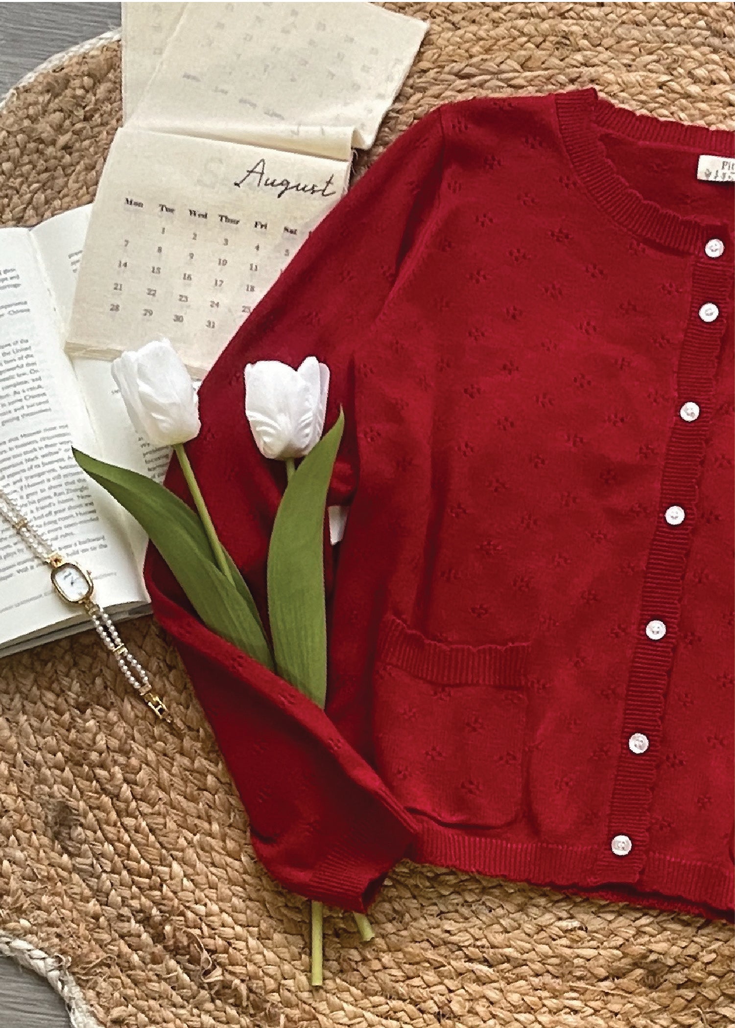 Pit a Pat Women's Red Lightweight Knit Cardigan